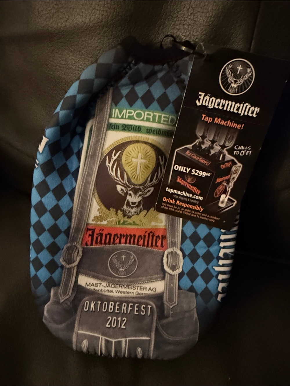 Jagermeister Blue and Black Argyle Slippers with Logo